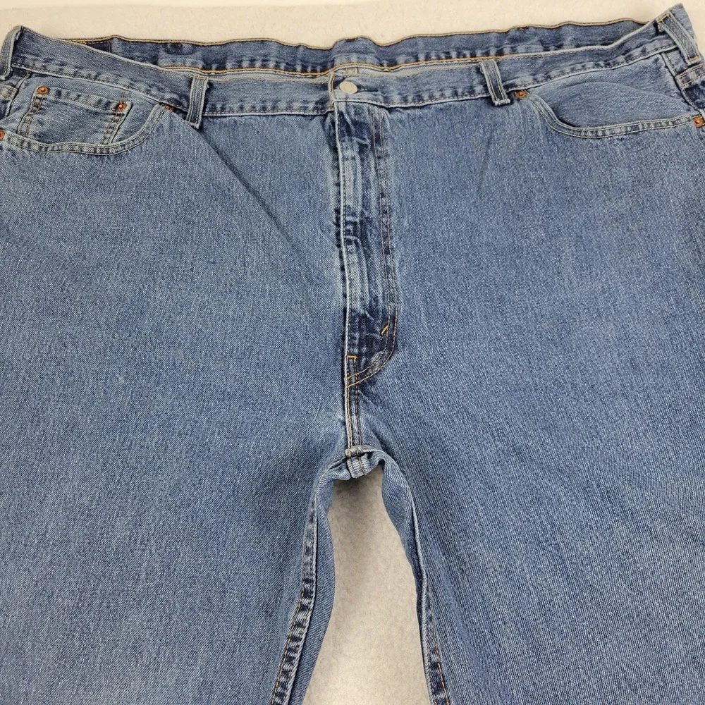 Levis 550 Jeans Mens 52x32 Blue Denim‎ Relaxed Tapered Leg Water Less Distressed